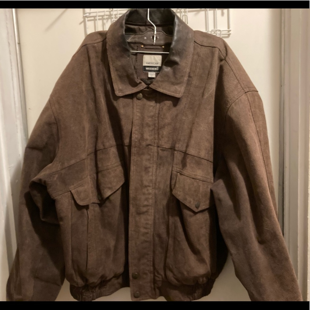 Mens genuine leather bomber jacket XL